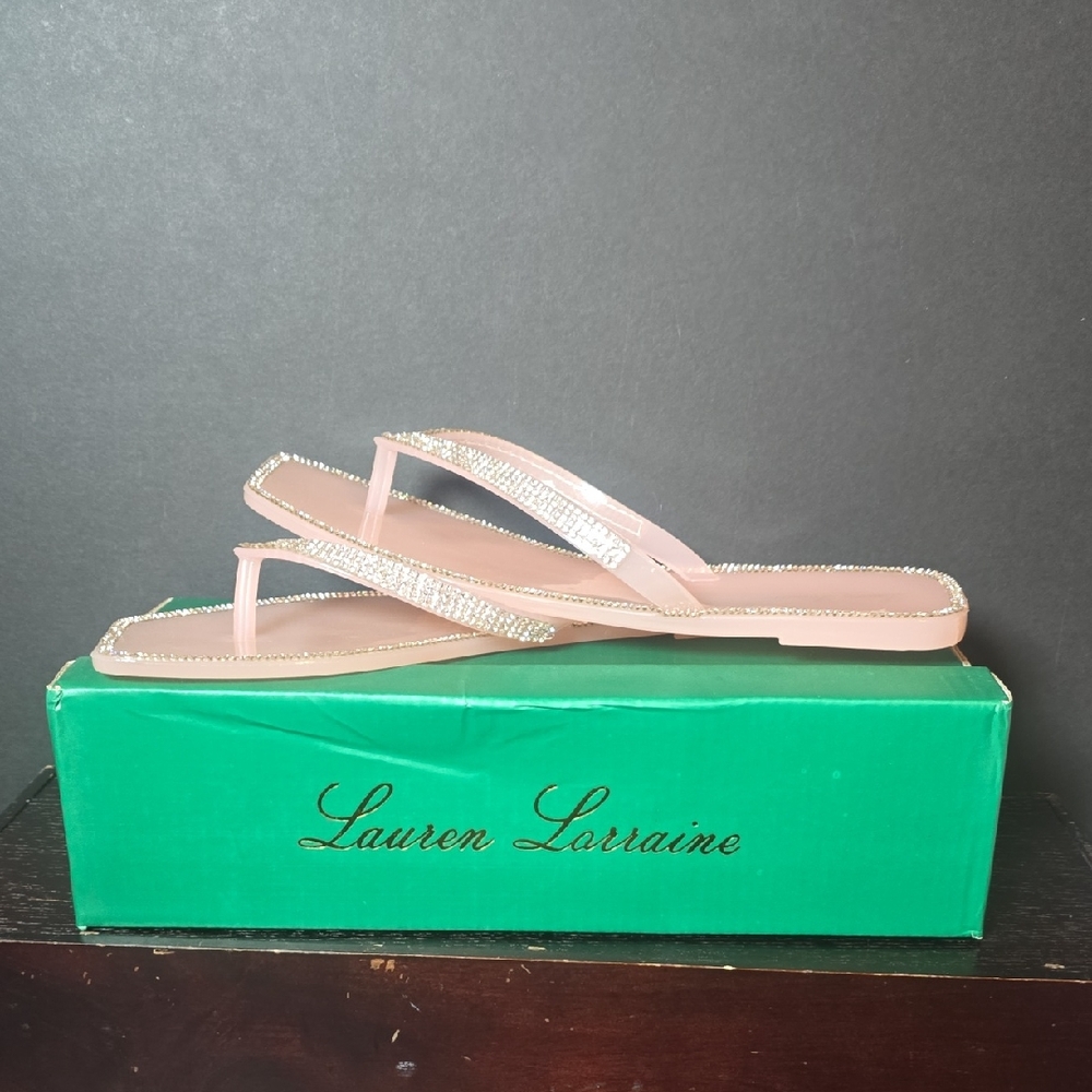 Lauren Lorraine Blush Rhinestone Sandals